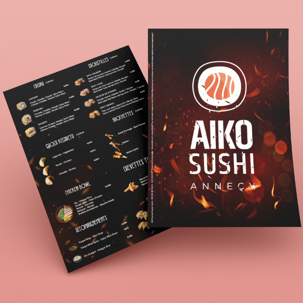 flyer carte hiver sushi graphiste création design typographie