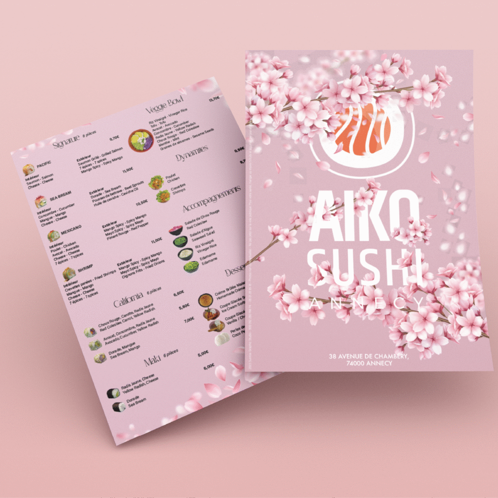 flyer carte estival sushi graphiste création design typographie